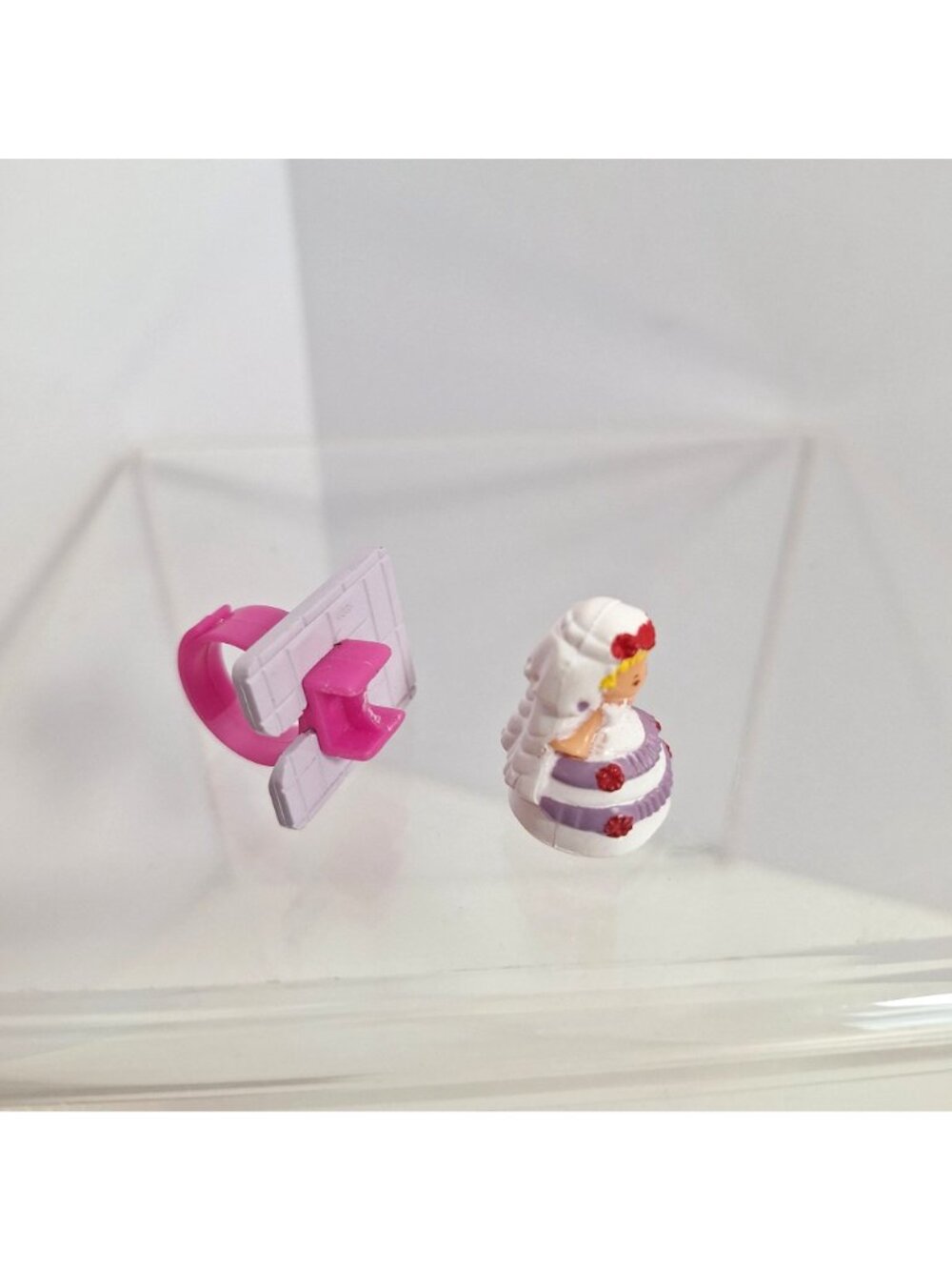 Polly Pocket Plays A Bride Ring Figurine Pink Purple White 1990s 6173 Vintage - Picture 8 of 13